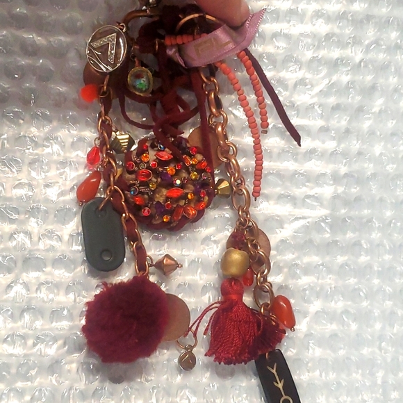 PURPLE Italy Morano/ Glass Bead & Tassel ❤ keychain PURSE CHARM Leopard Red Bug - Picture 7 of 9